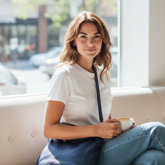 MARC BY MARC JACOBS Q Hillier Pebbled Hobo Shoulder Bag Navy - Picture 5 of 16